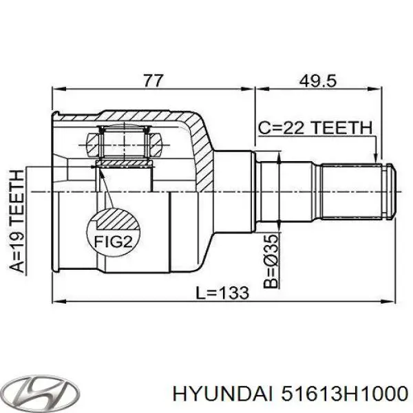 Купити 51613H1000 Hyundai/Kia Пильник шарніра приводу