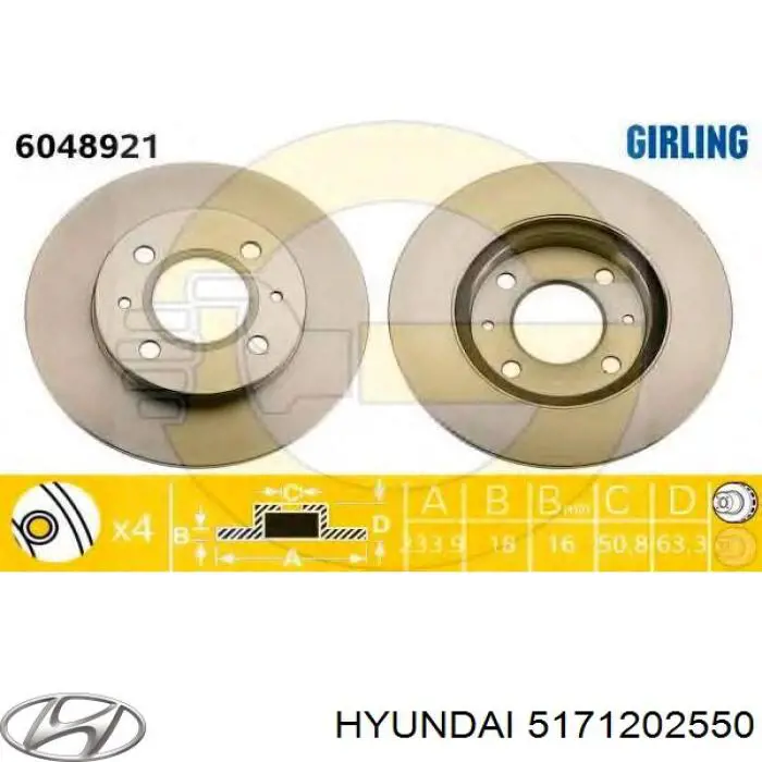 Гальмівні диски передні 5171202550 Hyundai/Kia