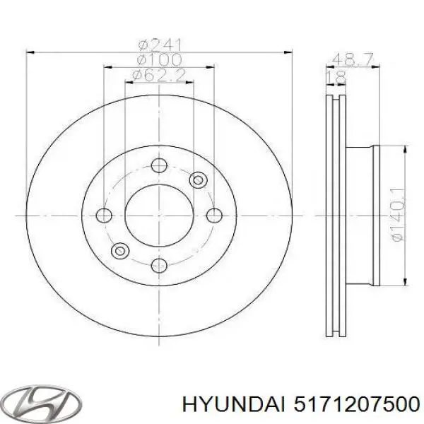 Диск переднього гальма Hyundai/Kia 5171207500 ціна, від 24.70 USD