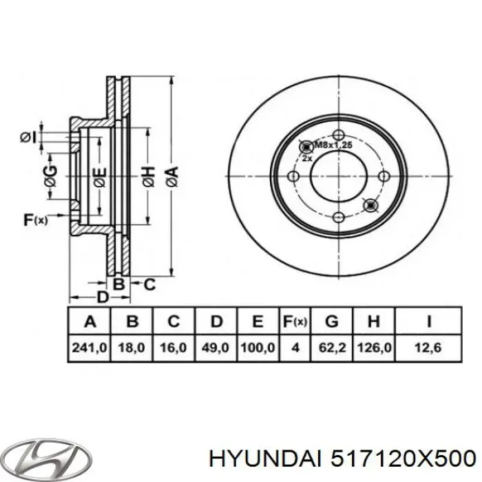 Купити 517120X500 Hyundai/Kia Ротор гальмівний