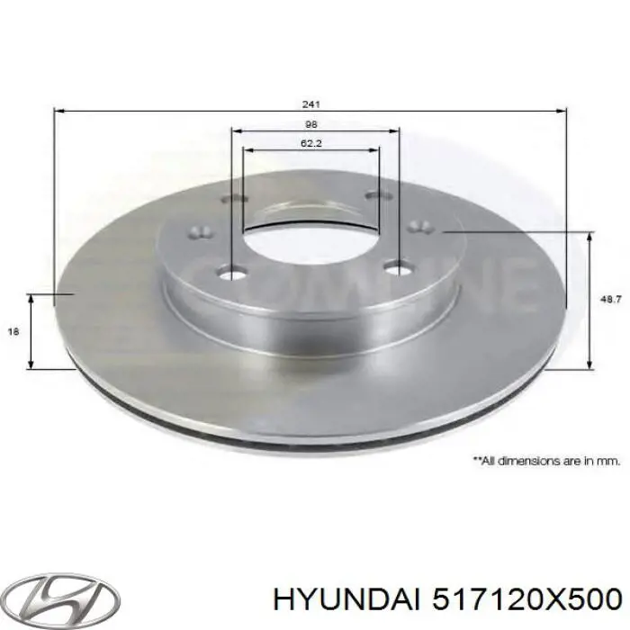 Диск переднього гальма Hyundai/Kia 517120X500 ціна, від 23.80 USD