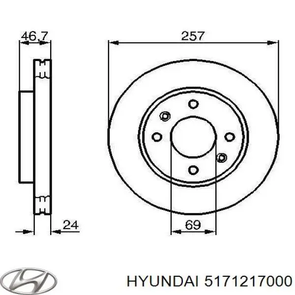 Диск гальмівний передній Hyundai/Kia 5171217000
