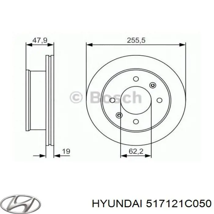 Диск переднього гальма Hyundai/Kia 517121C050 ціна, від 25.33 USD