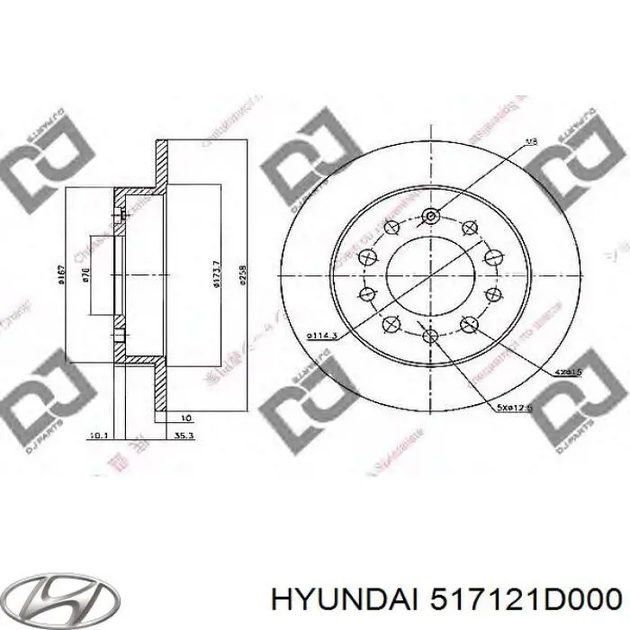Диск гальмівний передній Hyundai/Kia 517121D000