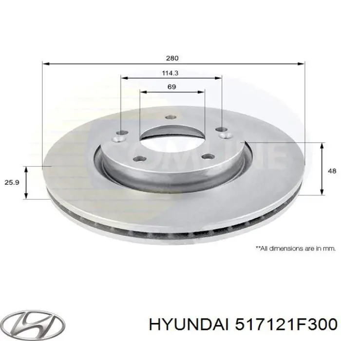 517121F300 Hyundai/Kia Гальмо дискове переднє