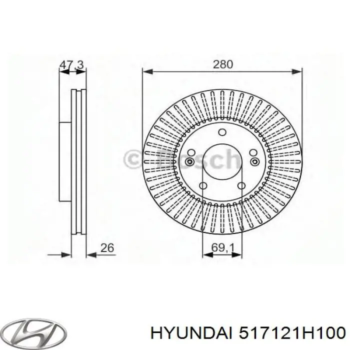 Купити 517121H100 Hyundai/Kia Ротор гальмівний