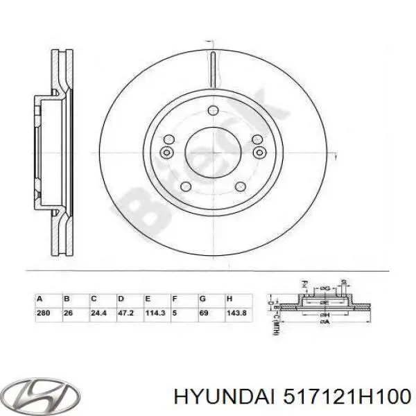 517121H100 Hyundai/Kia диск гальмівний передній