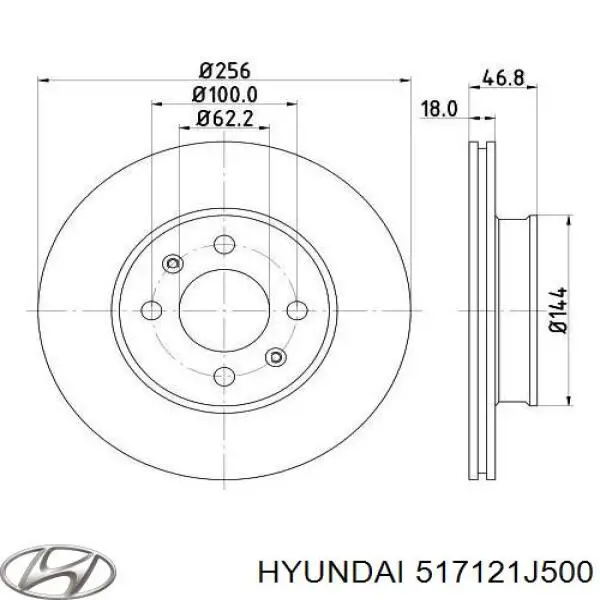 Диск гальмівний передній Hyundai/Kia 517121J500