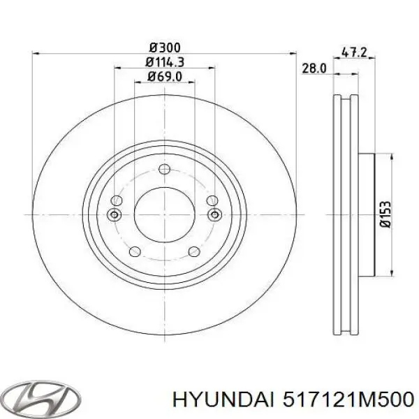 517121M500 Hyundai/Kia диск гальмівний передній