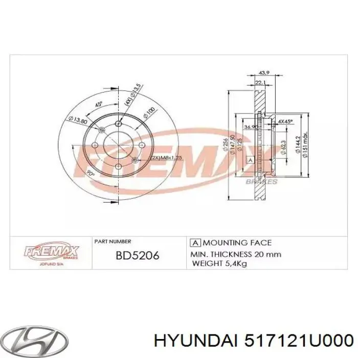 Диск переднього гальма Aplus 61832AP ціна, від 49.75 USD