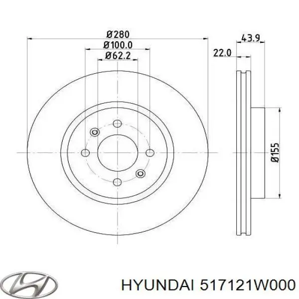 Диск переднього гальма Hyundai/Kia 517121W000 ціна, від 42.14 USD
