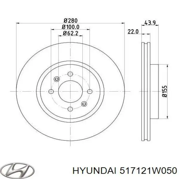 Купити 517121W050 Hyundai/Kia Ротор гальмівний