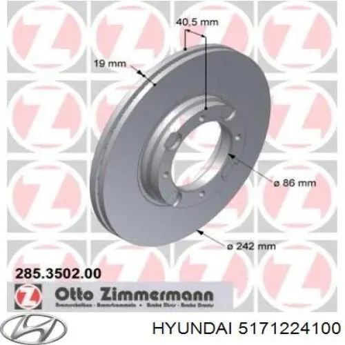 Диск переднього гальма Hyundai/Kia 5171224100 ціна, від 26.80 USD