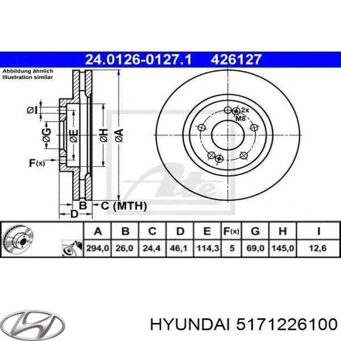 Диск гальмівний передній Hyundai/Kia 5171226100