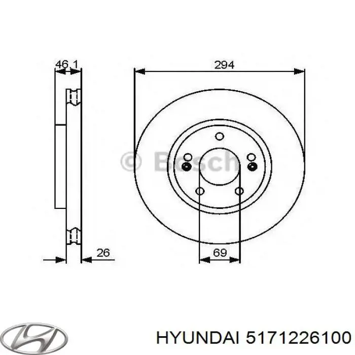 Диск переднього гальма Hyundai/Kia 5171226100 ціна, від 40.92 USD