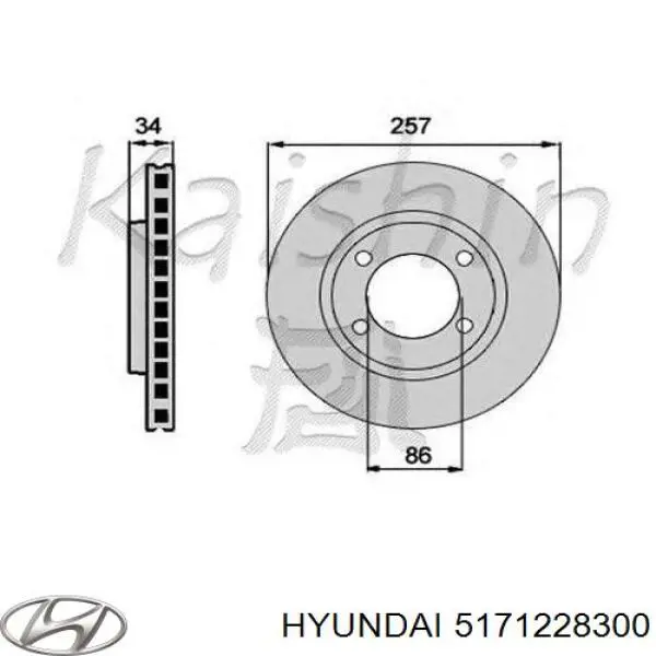 Диск гальмівний передній Hyundai/Kia 5171228300