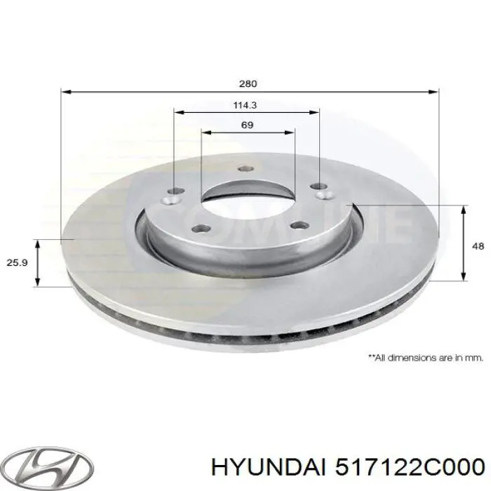 Гальмівні диски передні 517122C000 Hyundai/Kia