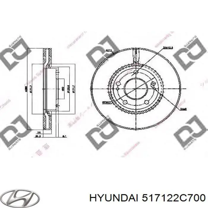 Диск переднього гальма Hyundai/Kia 517122C700 ціна, від 36.84 USD