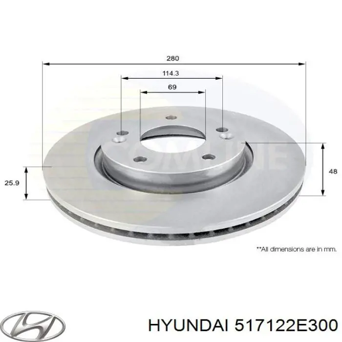Диск гальмівний передній Hyundai/Kia 517122E300