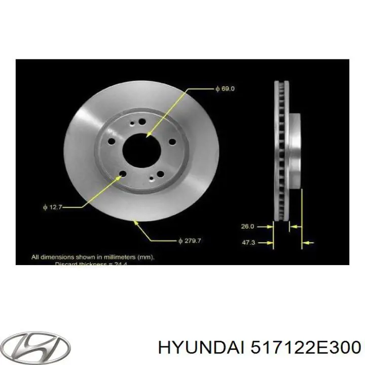 Гальмівні диски передні 517122E300 Hyundai/Kia