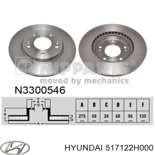 Гальмівні диски передні 517122H000 Hyundai/Kia