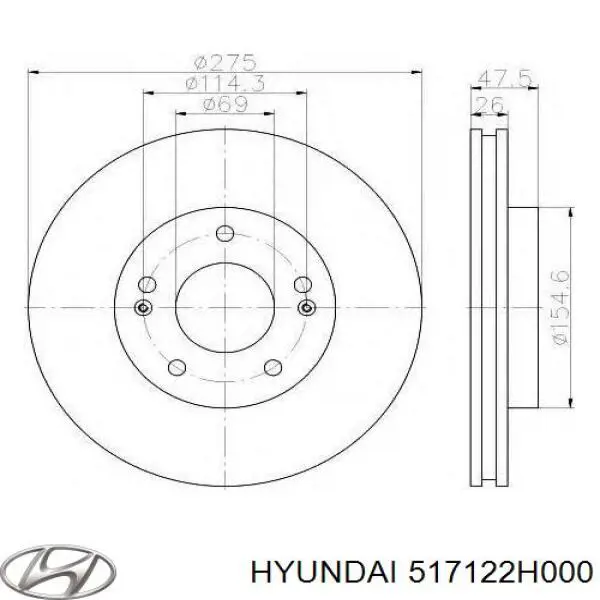 517122H000 Hyundai/Kia Гальмо дискове переднє