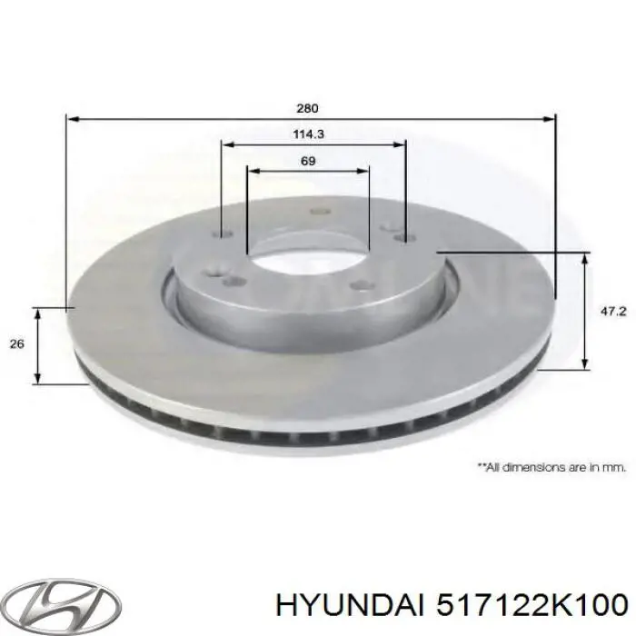 517122K100 Hyundai/Kia диск гальмівний передній