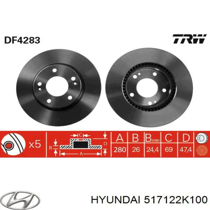 Купити 517122K100 Hyundai/Kia Ротор гальмівний
