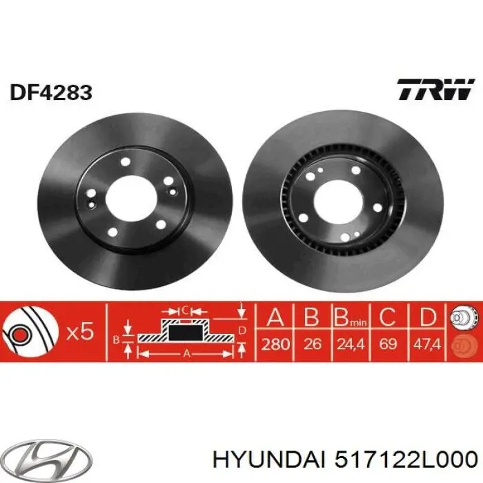 Купити 517122L000 Hyundai/Kia Ротор гальмівний