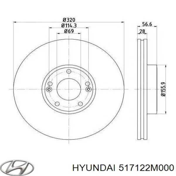 Диск переднього гальма Hyundai/Kia 517122M000 ціна, від 69.19 USD