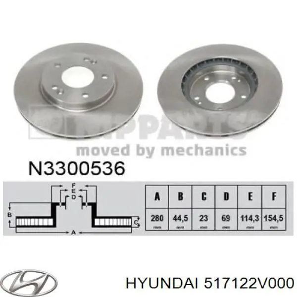 Диск гальмівний передній Hyundai/Kia 517122V000