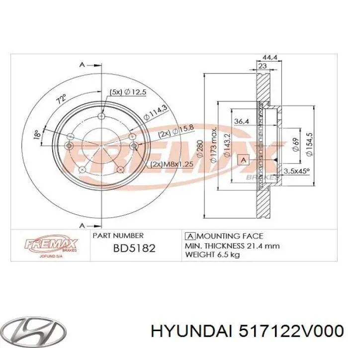 Купити 517122V000 Hyundai/Kia Ротор гальмівний