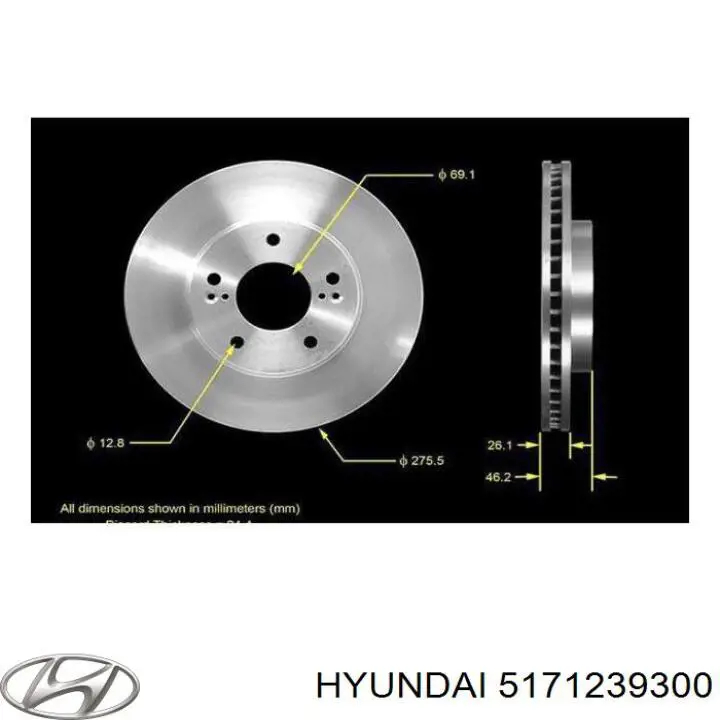 Диск переднього гальма Hyundai/Kia 5171239300 ціна, від 42.23 USD