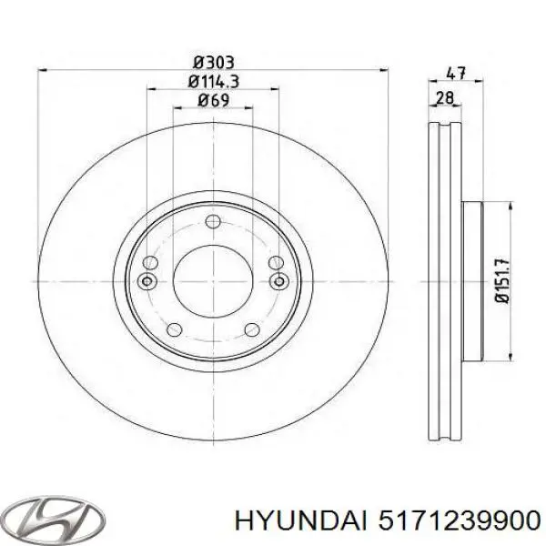 Диск переднього гальма Hyundai/Kia 5171239900 ціна, від 55.57 USD