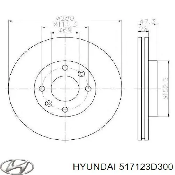 517123D300 Hyundai/Kia Гальмо дискове переднє