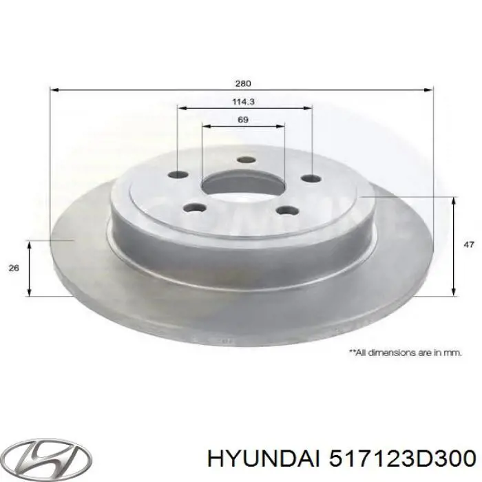 Диск гальмівний передній 517123D300 Hyundai/Kia