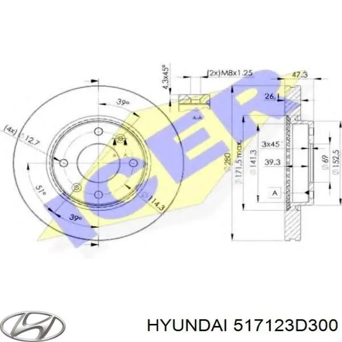 Купити 517123D300 Hyundai/Kia Ротор гальмівний