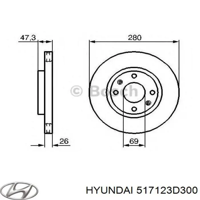 Купити 517123D300 Hyundai/Kia Ротор гальмівний