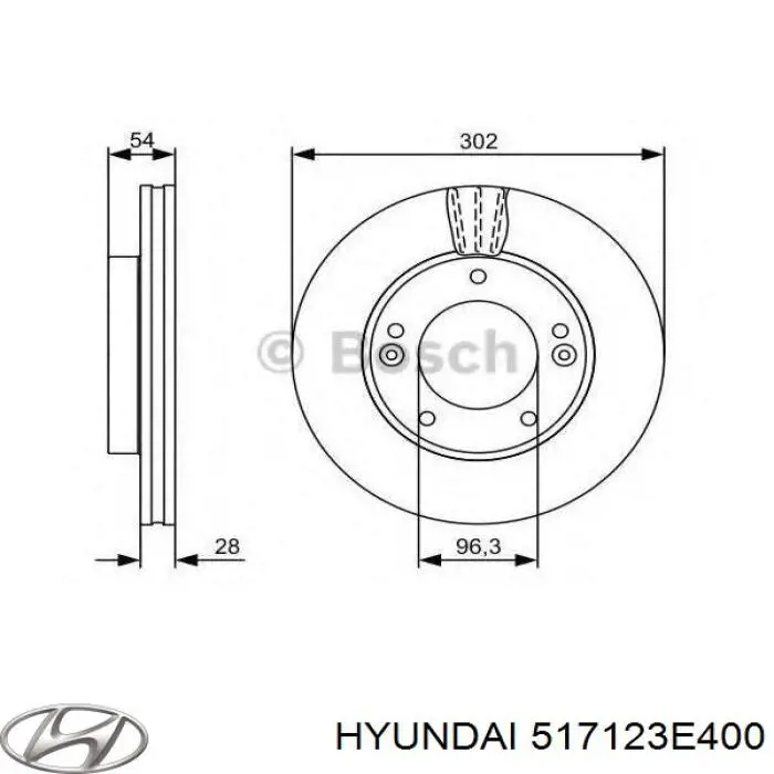 Гальмівні диски передні 517123E400 Hyundai/Kia