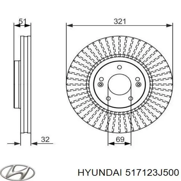 517123J500 Hyundai/Kia Гальмо дискове переднє