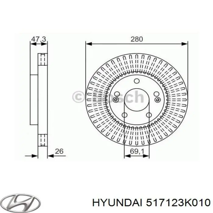 Купити 517123K010 Hyundai/Kia Ротор гальмівний