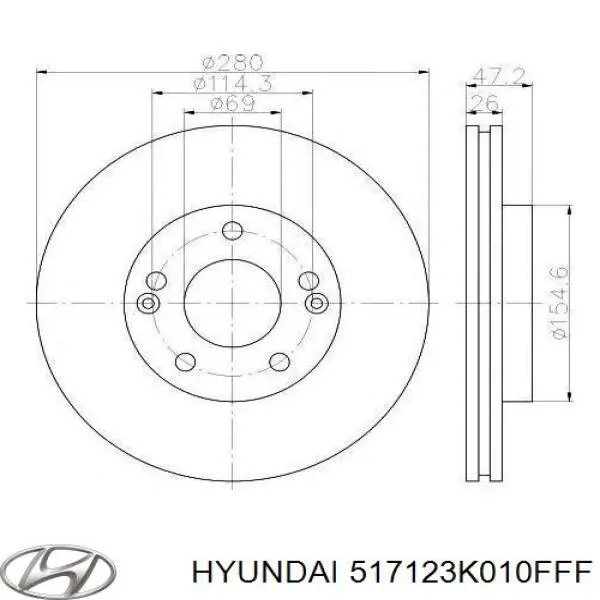 517123K010FFF Hyundai/Kia диск гальмівний передній