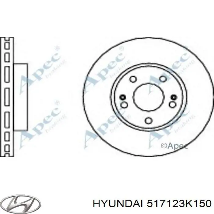 Диск переднього гальма Hyundai/Kia 517123K150 ціна, від 41.20 USD