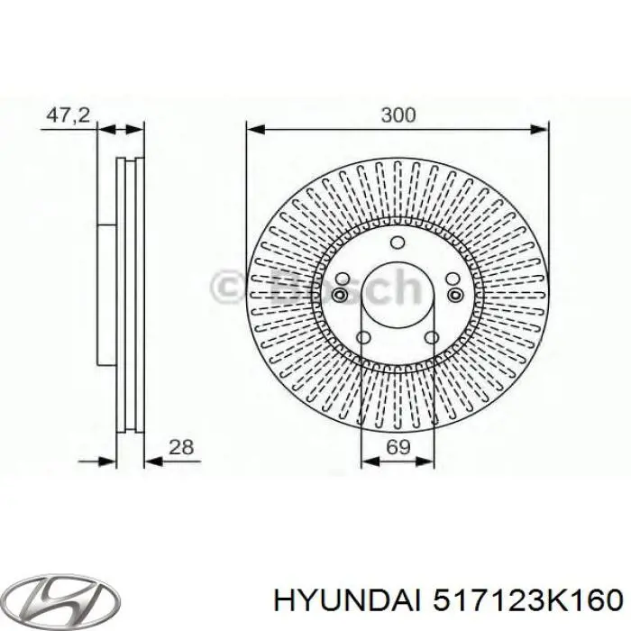 Купити 517123K160 Hyundai/Kia Ротор гальмівний