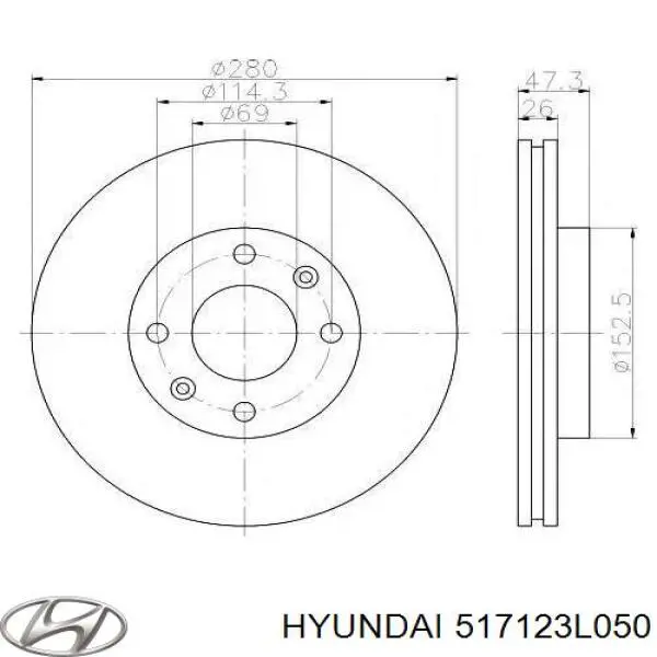 517123L050 Hyundai/Kia диск гальмівний передній