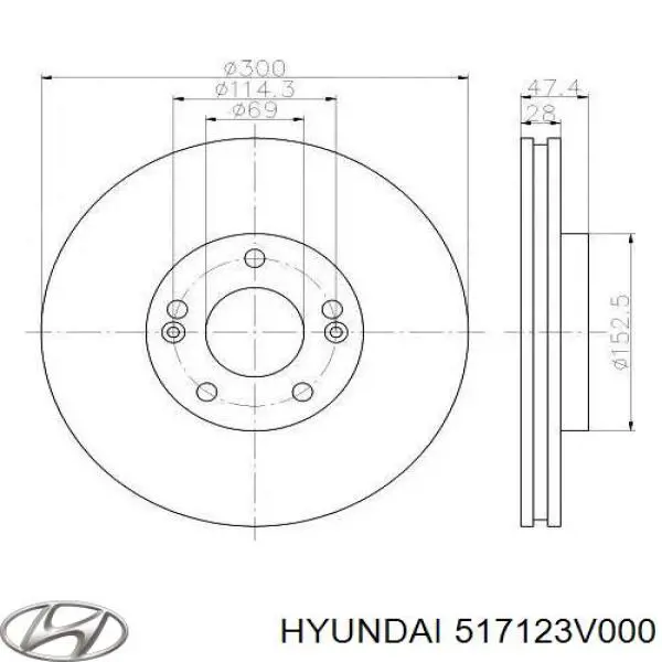 Диск переднього гальма Hyundai/Kia 517123V000 ціна, від 42.21 USD