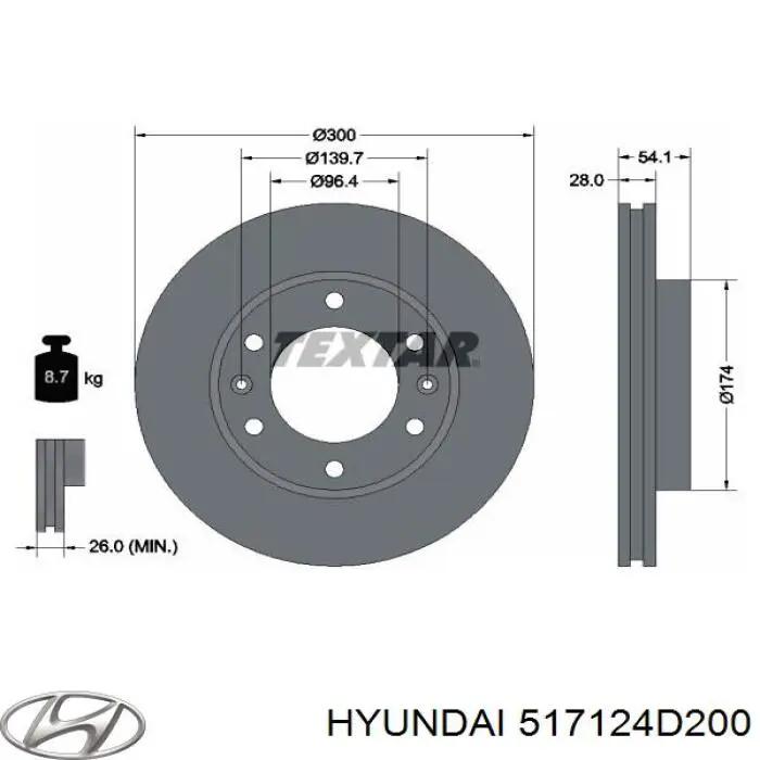 Гальмівні диски передні 517124D200 Hyundai/Kia