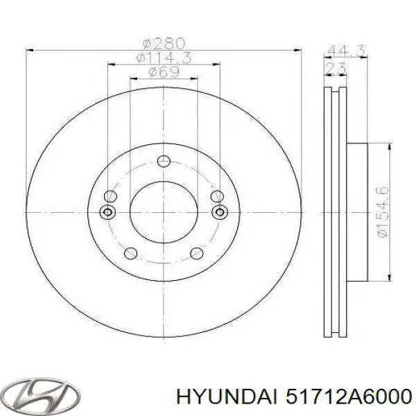Диск переднього гальма Hyundai/Kia 51712A6000 ціна, від 37.35 USD