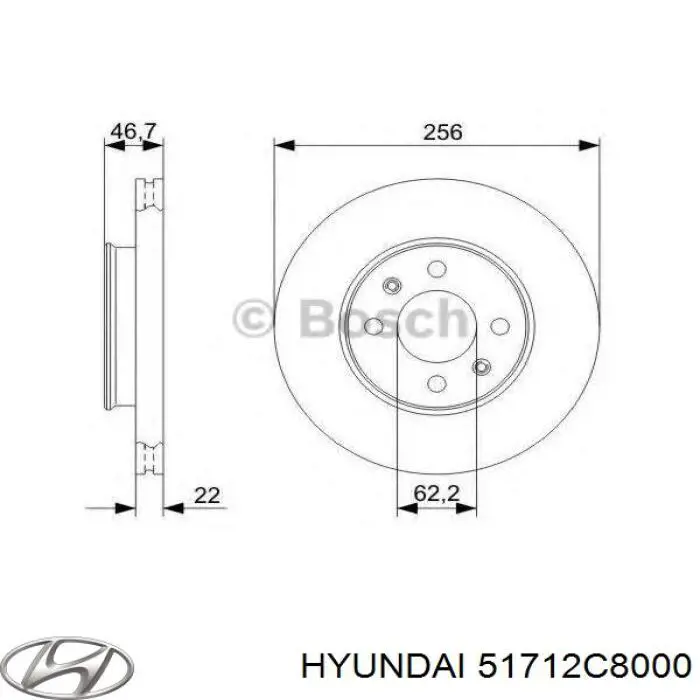 51712C8000 Hyundai/Kia диск гальмівний передній