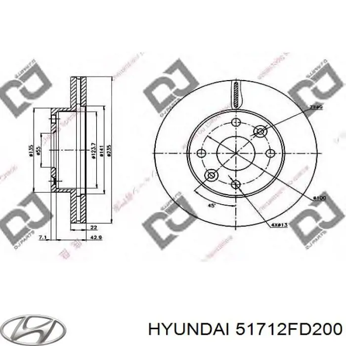 51712FD200 Hyundai/Kia диск гальмівний передній